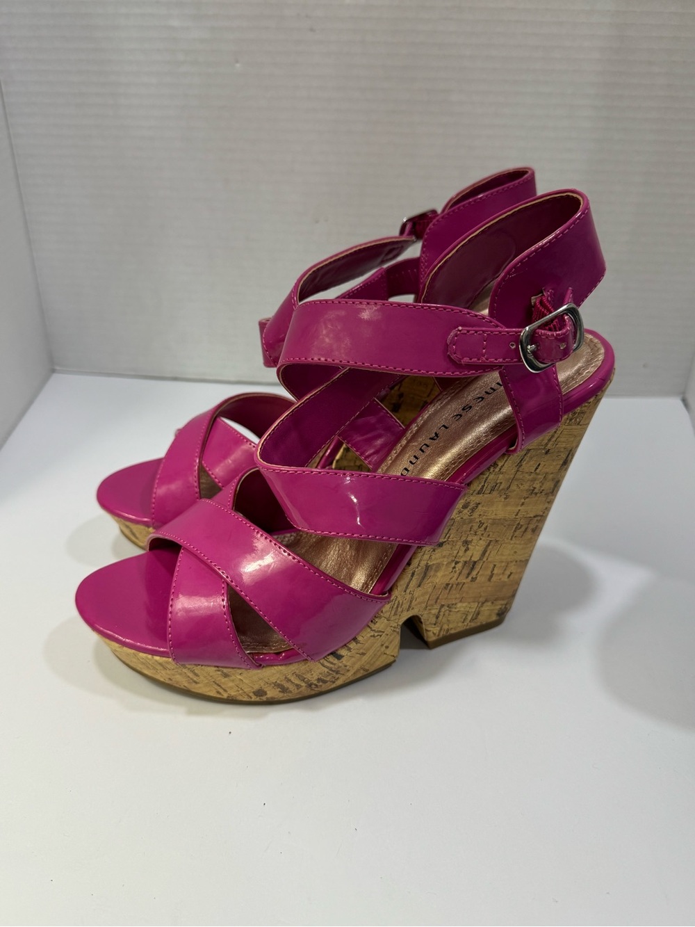 Chinese Laundry Fuchsia Strappy Wedge Sandals Sz 9M - Picture 2 of 6